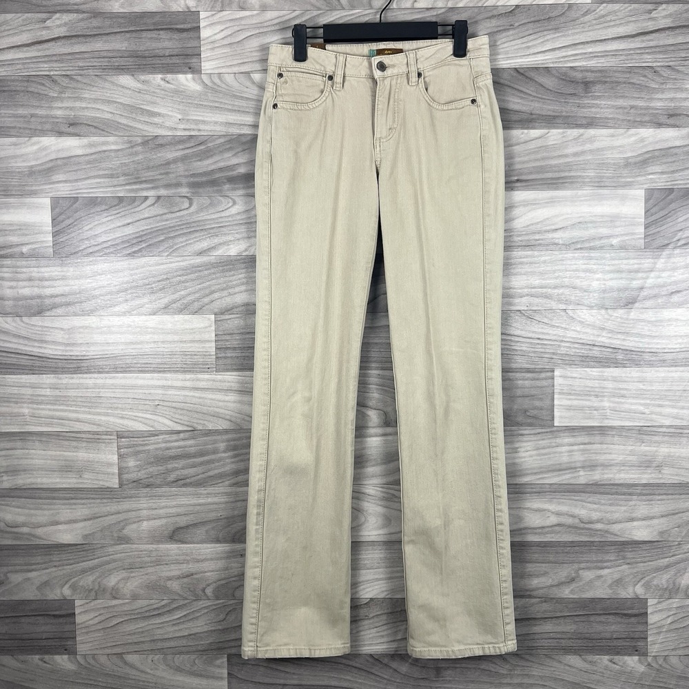 Wrangler Aura Jeans Women 0P Tall Khaki Tan Short Rise Denim Straight Leg Casual